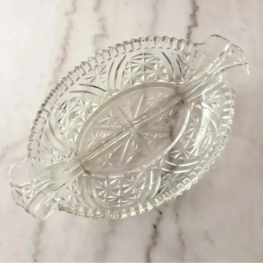 Vintage Glass Serving Dish Candy Dish with Handle